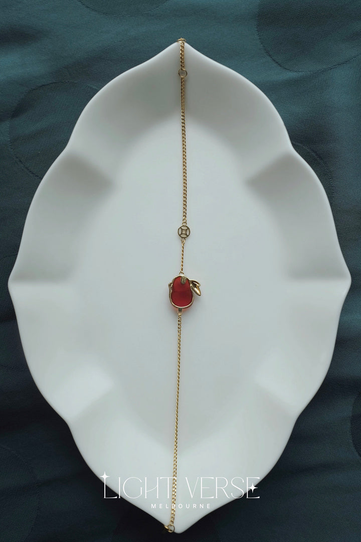 Red Rabbit - 18K Solid Gold Red Agate Lucky Rabbit Bracelet, Year of Rabbit, 2023 lunar New Year Lucky Charm Bracelet, Gift for Her