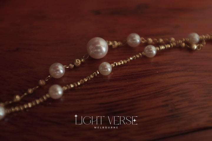 Gilded Lily Bracelet – 18k Solid Gold Beads and Akoya Pearl Bracelet