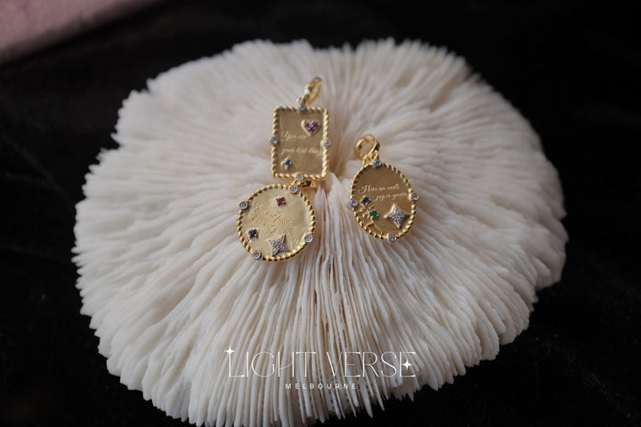 Love Letter Pendant – 18K Solid Gold with Diamond/Emerald/Ruby/Sapphire setting, Gift for her, yourself or loved one, Valentine’s Gift