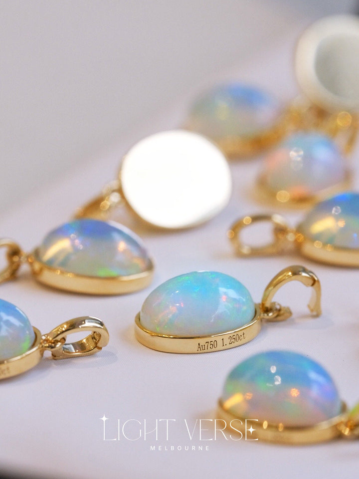 Blue Moon Serenade: 18k Solid Gold and Natural Opal Enhancer Pendant – Captivating Gemstone for Versatile Styling, Perfect Gift for Her