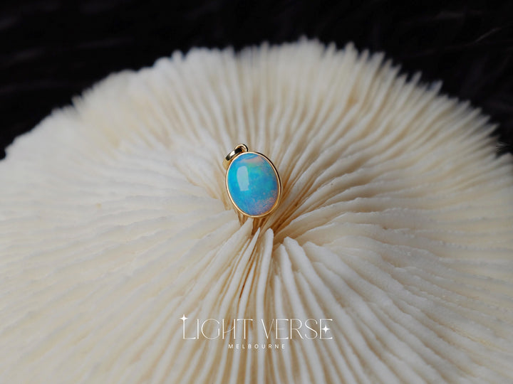 Blue Moon Serenade: 18k Solid Gold and Natural Opal Enhancer Pendant – Captivating Gemstone for Versatile Styling, Perfect Gift for Her
