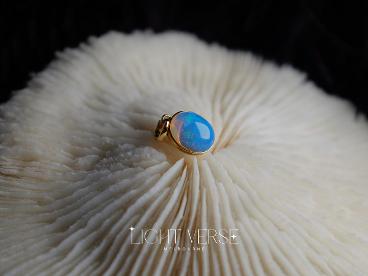 Blue Moon Serenade: 18k Solid Gold and Natural Opal Enhancer Pendant – Captivating Gemstone for Versatile Styling, Perfect Gift for Her