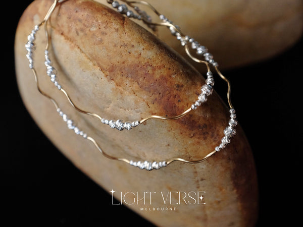 Sunlit Ripple Necklace with Silver Beads: Poetic and Delicate Jewellery, Dainty and Stylish, Romantic Jewellery