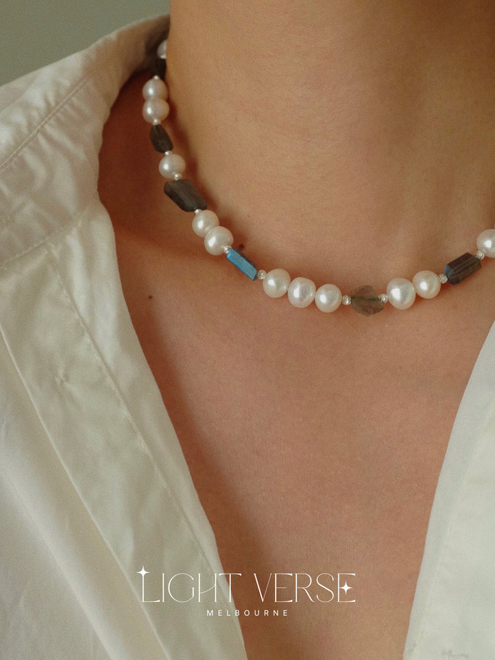 Delicate Freedom Pearl Necklace: Mix of Natural Pearls, Beads and Stones, Elegant yet Effortless, One-of-a-kind Piece