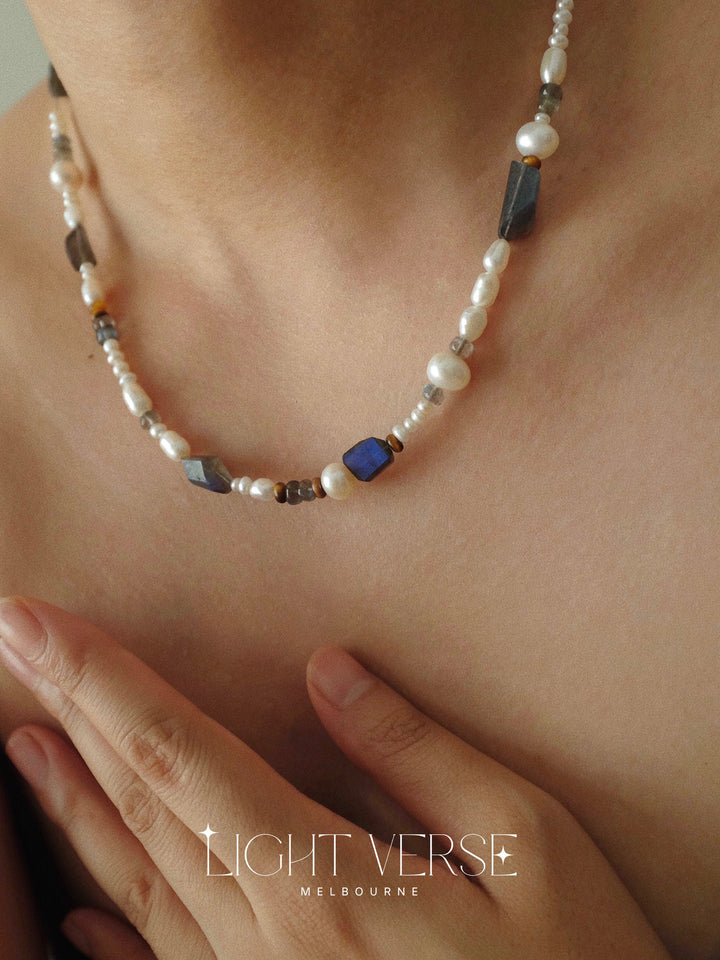 Whimsical Wonder Pearl Necklace: Mix of Natural Pearls and Stones, Playful and Stylish, One-of-a-kind Piece