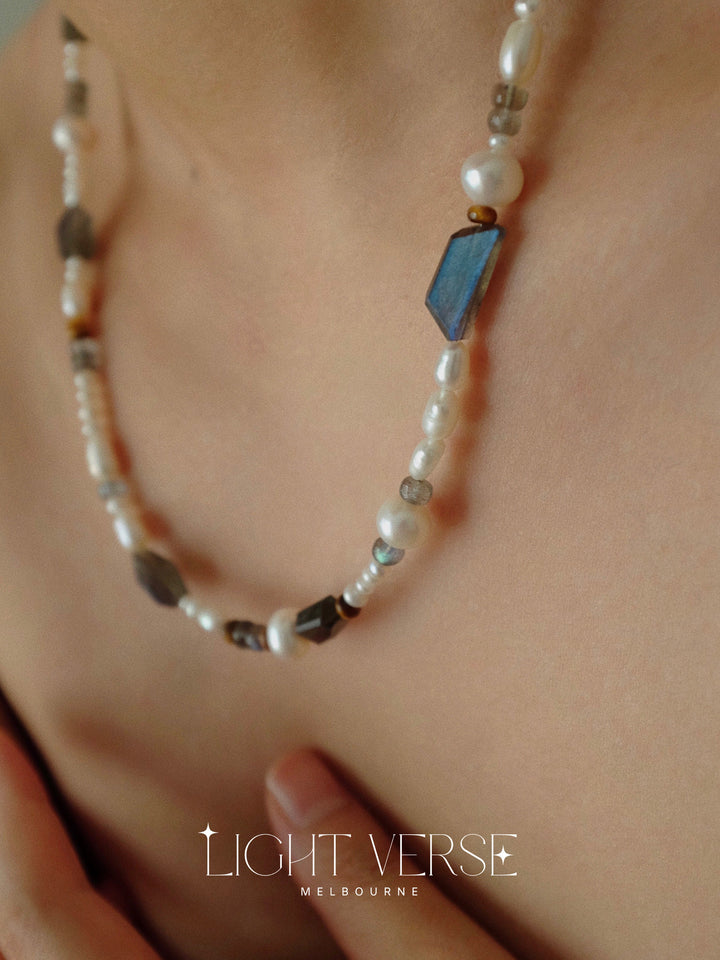 Whimsical Wonder Pearl Necklace: Mix of Natural Pearls and Stones, Playful and Stylish, One-of-a-kind Piece