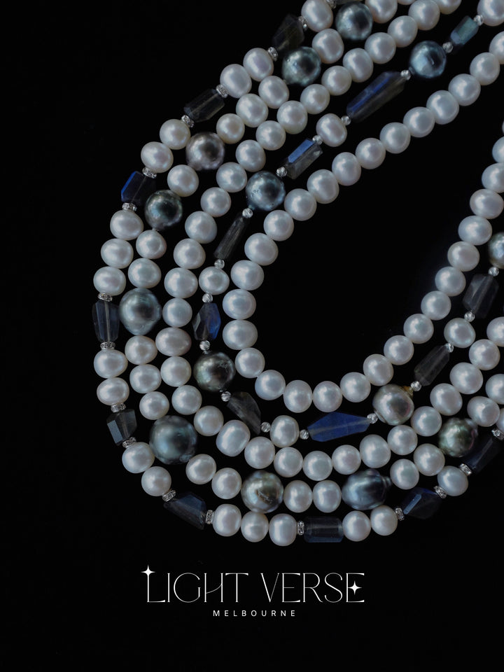 Delicate Freedom Pearl Necklace: Mix of Natural Pearls, Beads and Stones, Elegant yet Effortless, One-of-a-kind Piece