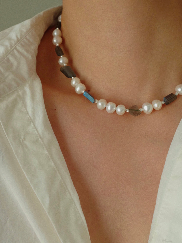 Delicate Freedom Pearl Necklace: Mix of Natural Pearls, Beads and Stones, Elegant yet Effortless, One-of-a-kind Piece